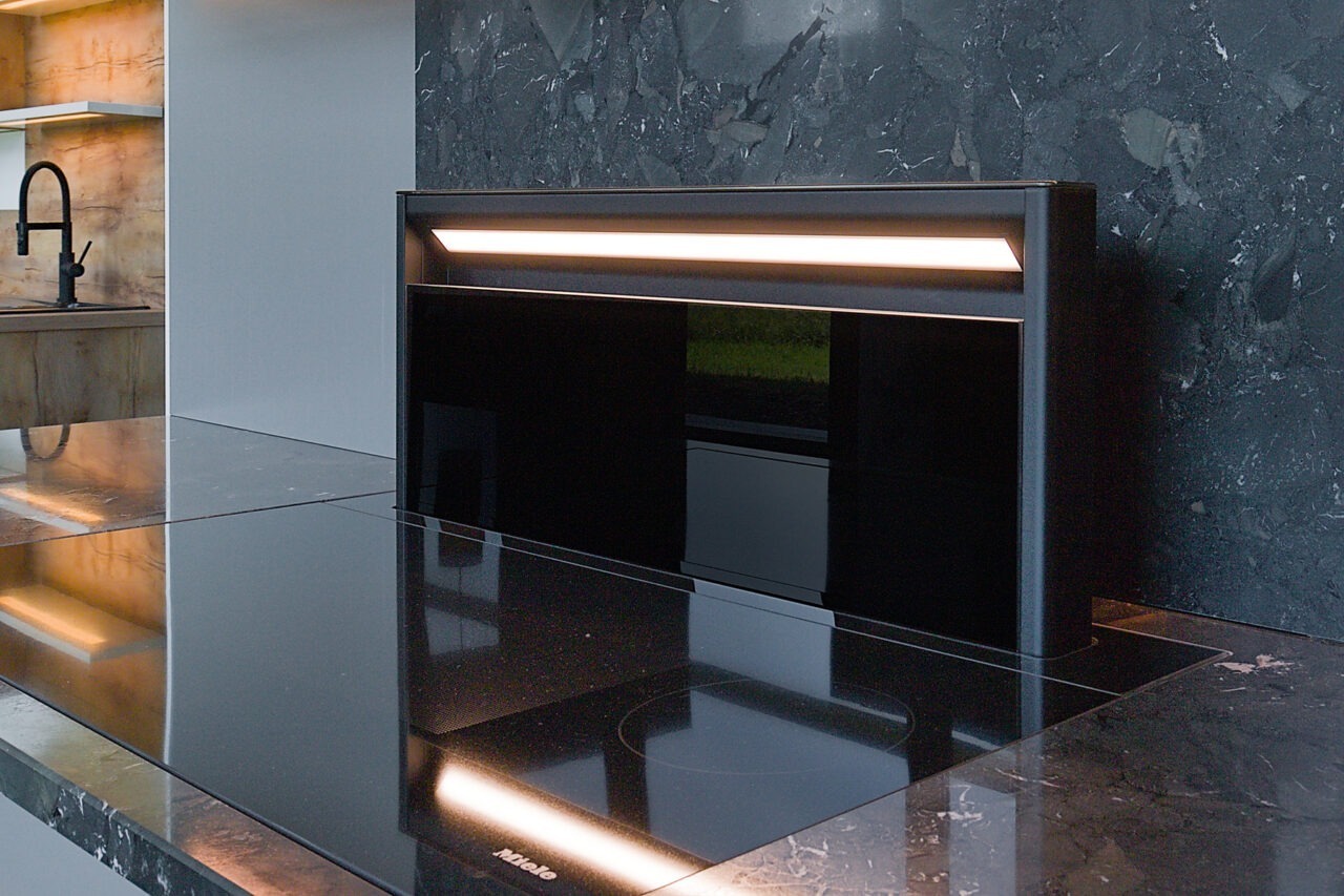 Inpura System AV 6000 greige Mattlack & AV6084 Echtholz furniert – Koje 69